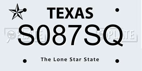 S087SQ Texas License Plate