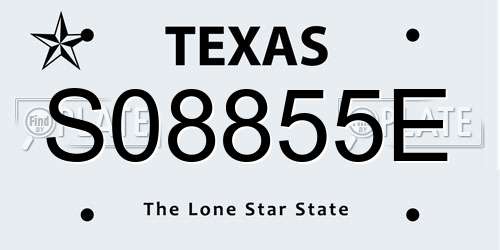 S08855E Texas License Plate