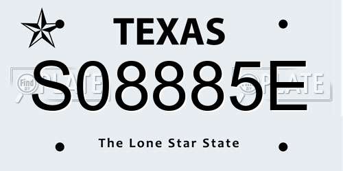 S08885E Texas License Plate