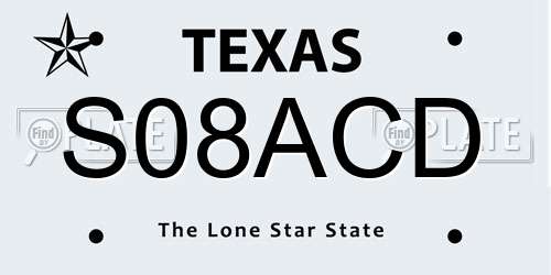 S08ACD Texas License Plate