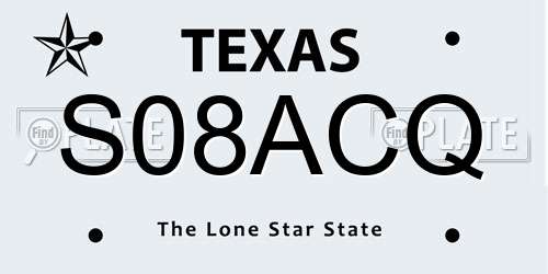 S08ACQ Texas License Plate