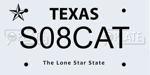 S08CAT Texas License Plate