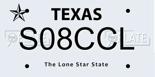 S08CCL Texas License Plate