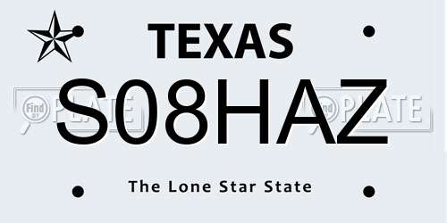 S08HAZ Texas License Plate