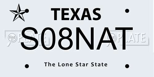S08NAT Texas License Plate