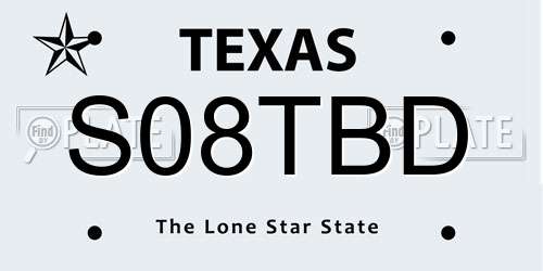 S08TBD Texas License Plate