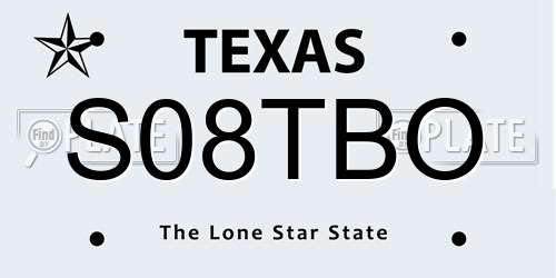 S08TBO Texas License Plate