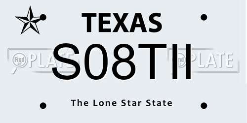 S08TII Texas License Plate