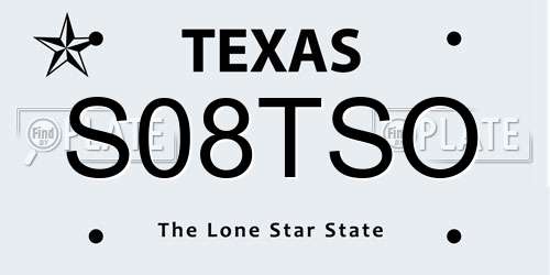 S08TSO Texas License Plate