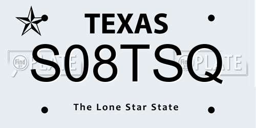 S08TSQ Texas License Plate