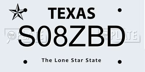 S08ZBD Texas License Plate