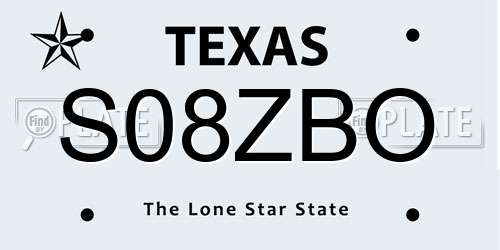 S08ZBO Texas License Plate