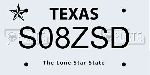 S08ZSD Texas License Plate