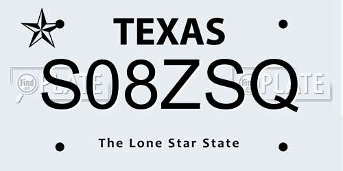 S08ZSQ Texas License Plate