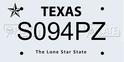 S094PZ Texas License Plate