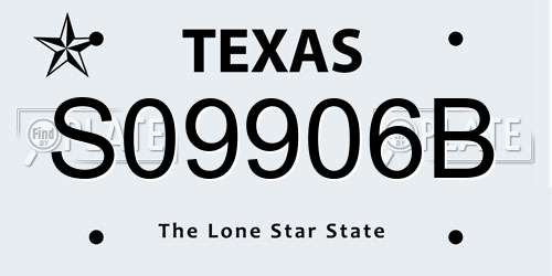 S09906B Texas License Plate