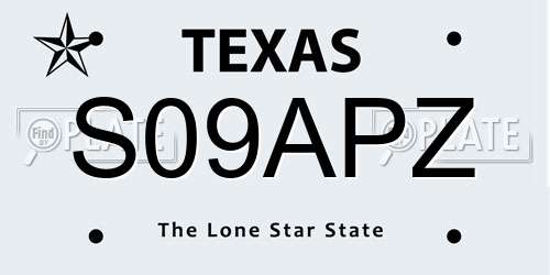 S09APZ Texas License Plate