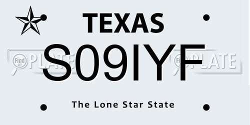S09IYF Texas License Plate