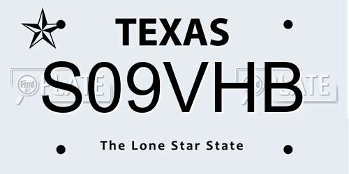 S09VHB Texas License Plate