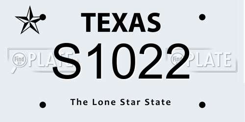 S1022 Texas License Plate