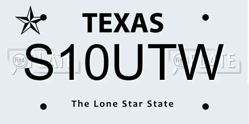 S10UTW Texas License Plate