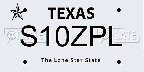 S10ZPL Texas License Plate