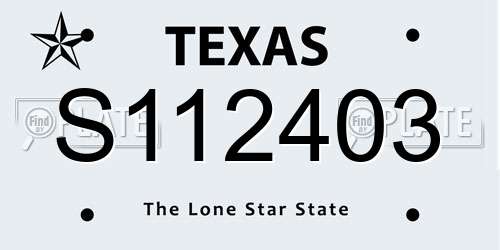 S112403 Texas License Plate