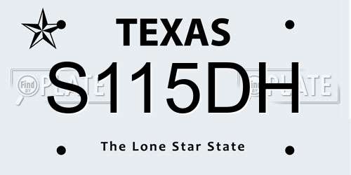 S115DH Texas License Plate