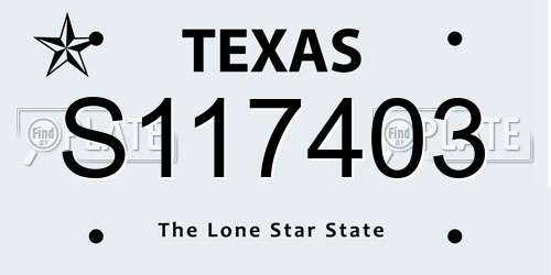 S117403 Texas License Plate