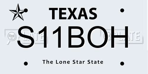 S11BOH Texas License Plate