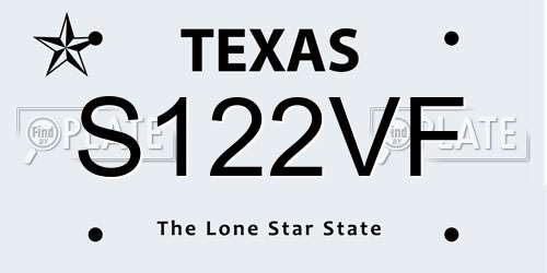 S122VF Texas License Plate