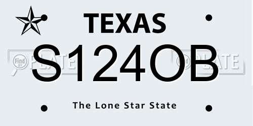 S124OB Texas License Plate