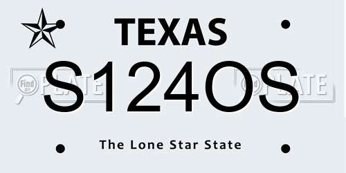 S124OS Texas License Plate