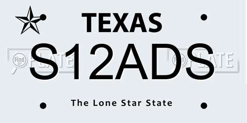S12ADS Texas License Plate