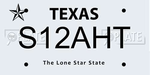 S12AHT Texas License Plate