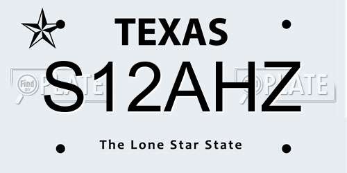 S12AHZ Texas License Plate