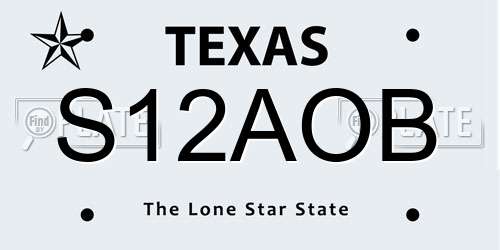 S12AOB Texas License Plate