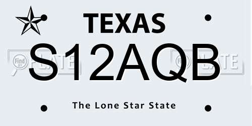 S12AQB Texas License Plate