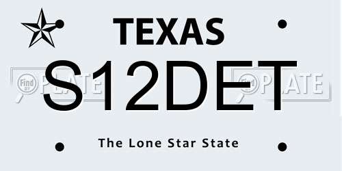 S12DET Texas License Plate