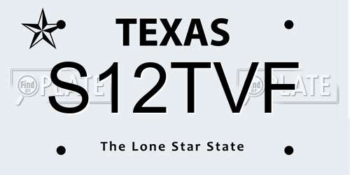 S12TVF Texas License Plate