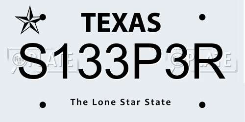 S133P3R Texas License Plate