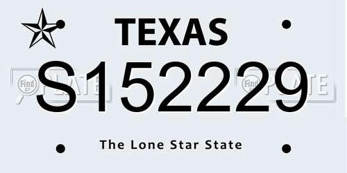 S152229 Texas License Plate