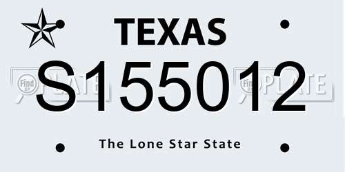 S155012 Texas License Plate
