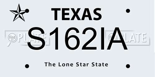 S162IA Texas License Plate