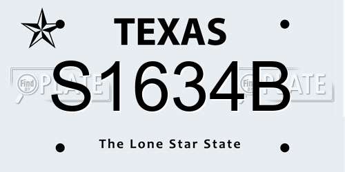 S1634B Texas License Plate