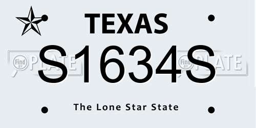S1634S Texas License Plate