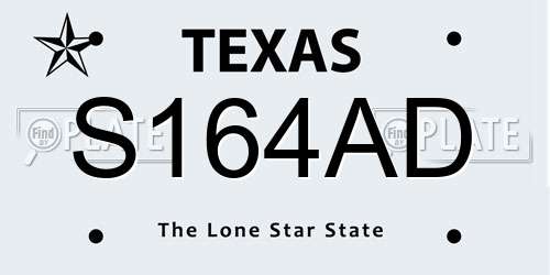S164AD Texas License Plate