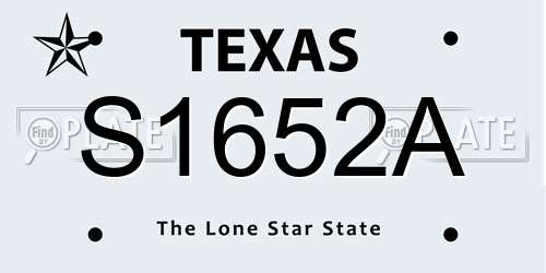 S1652A Texas License Plate