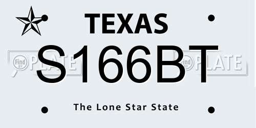 S166BT Texas License Plate