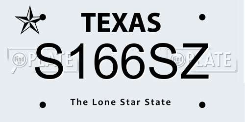 S166SZ Texas License Plate